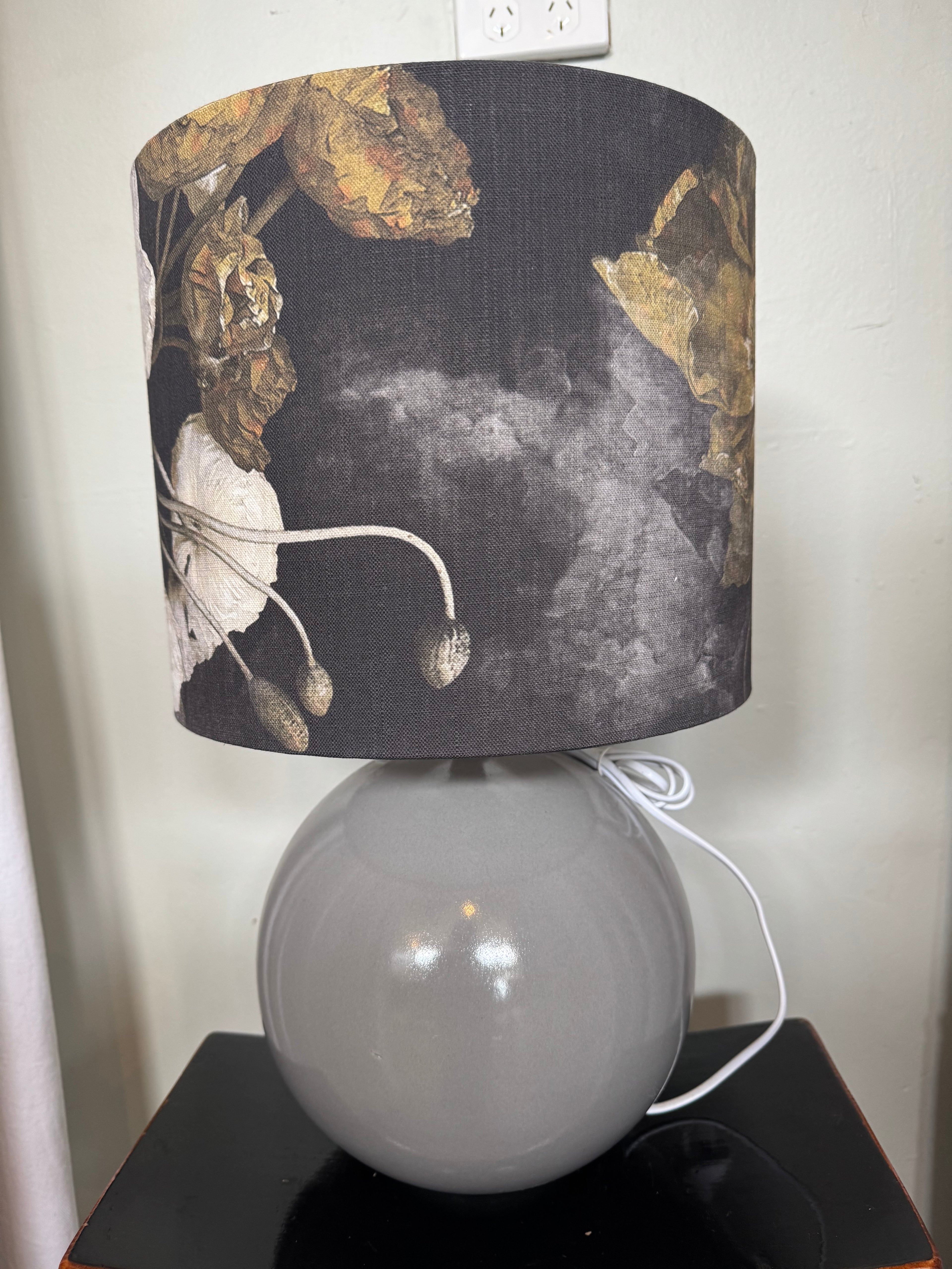 Small Grey base with Sulphur Poppies Silver Foil Shade