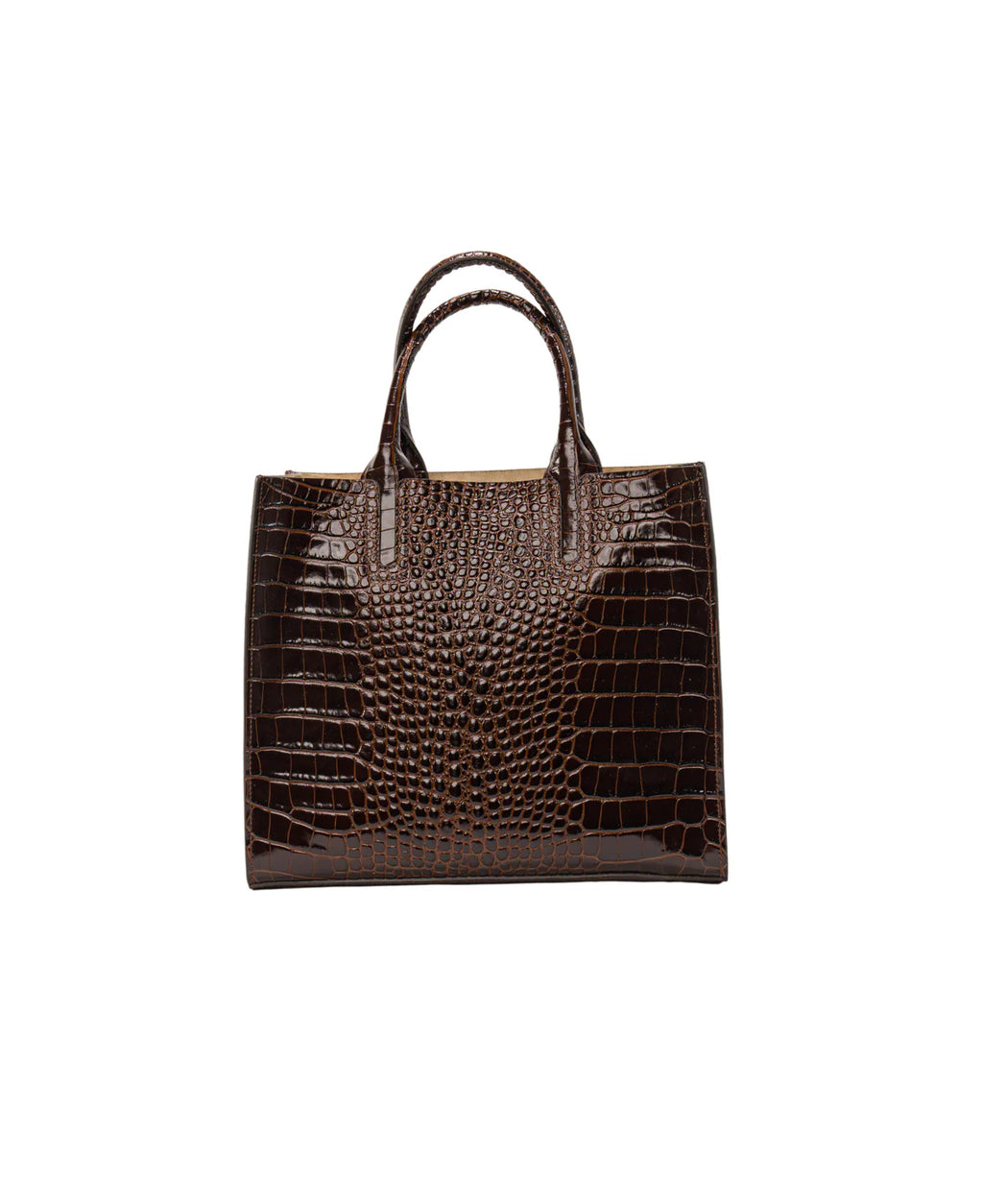 BIDINIS Florence Croc embossed Tote Dark Chocolate