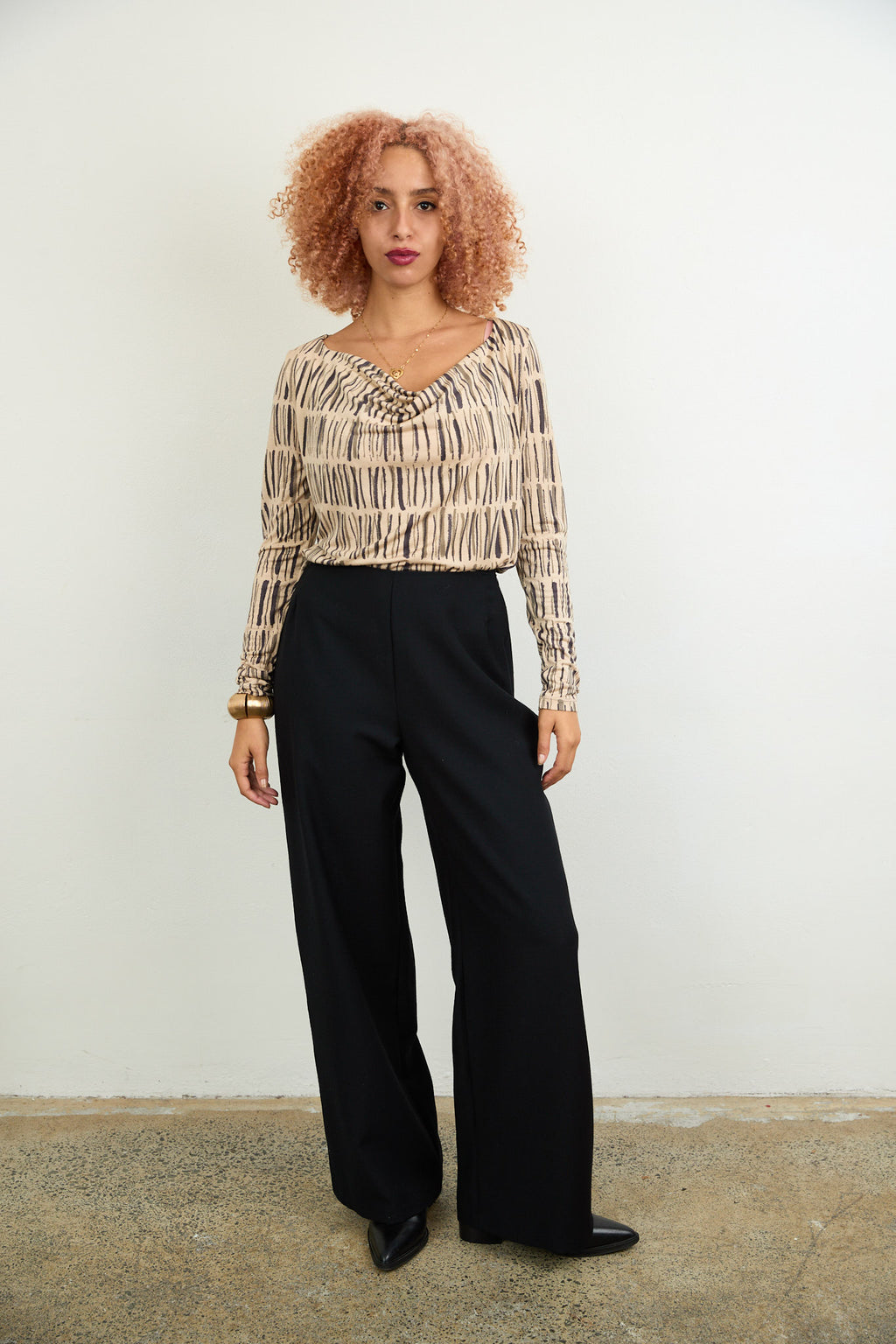 SYLVIA RILEY Cora Cowl neck top-hand dyed