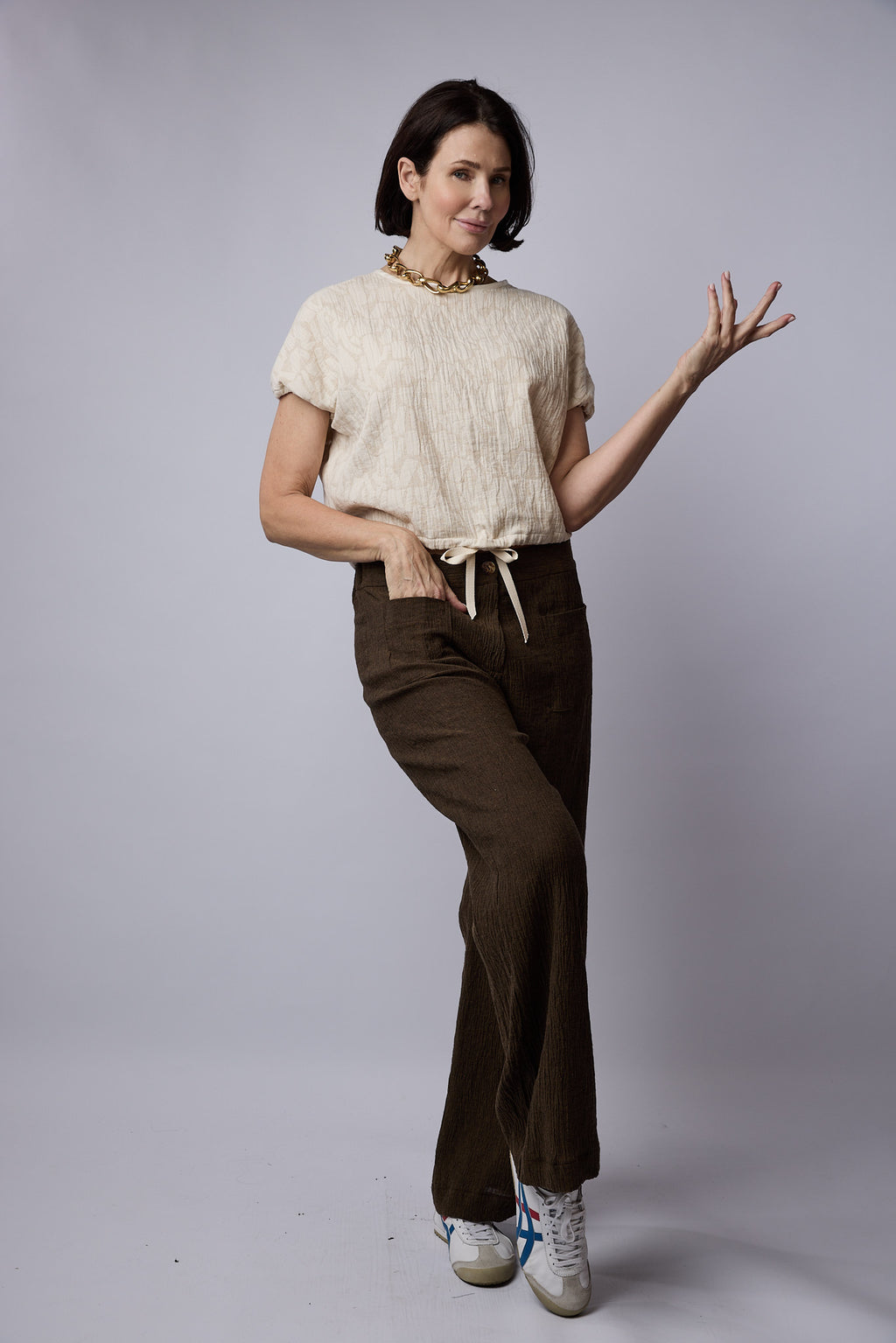 Anya Top Natural Jacquard