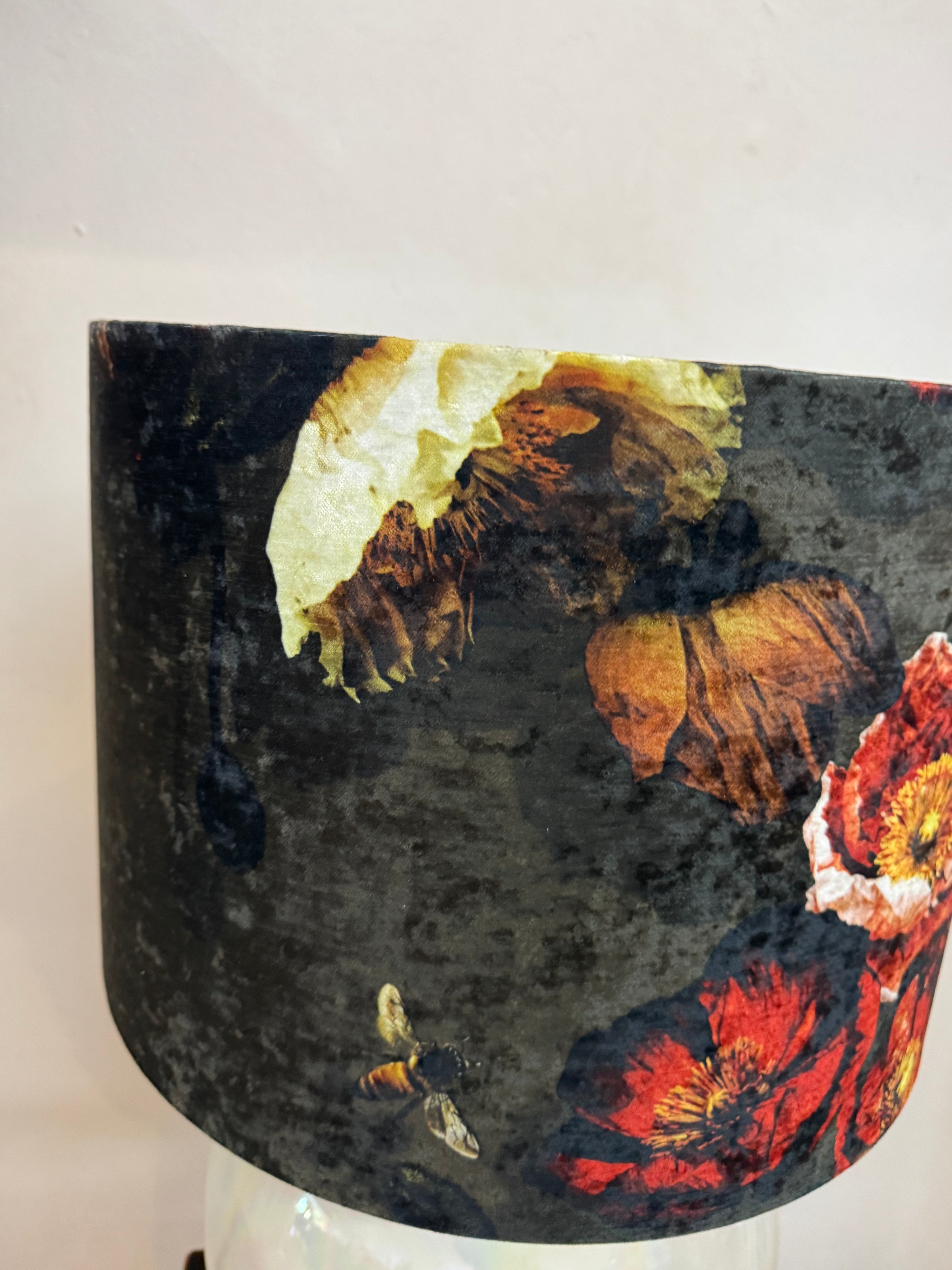 LAMP Olive Grove chenille shade pearlised ceramic base