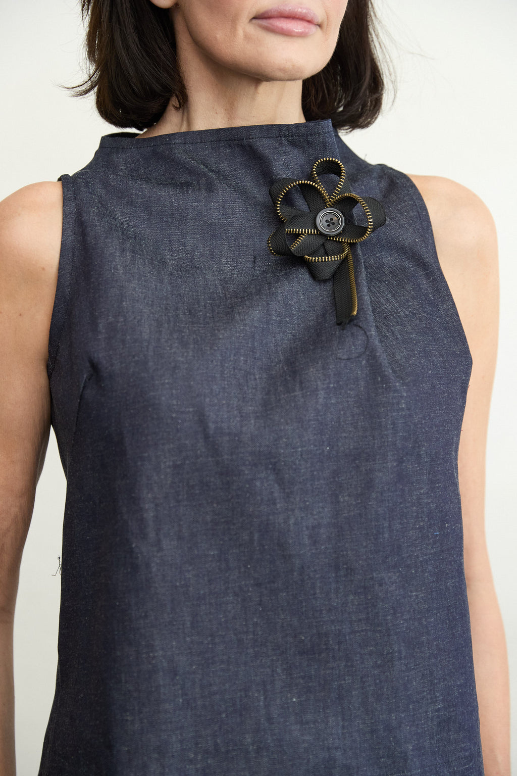 Astoria Indigo Zipper Top