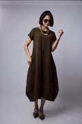Dakota dress Smoke Olive crinkle linen