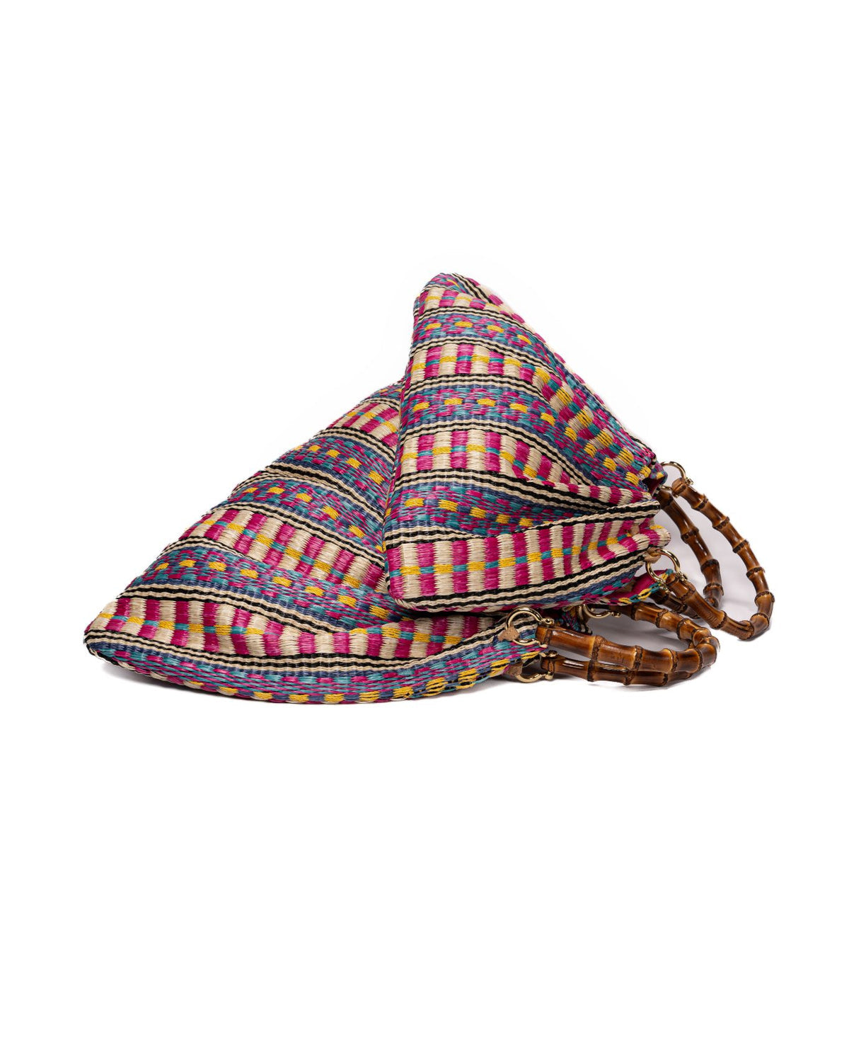 BIDINIS Caterina Large Raffia Aztec Shopping Bag Pink