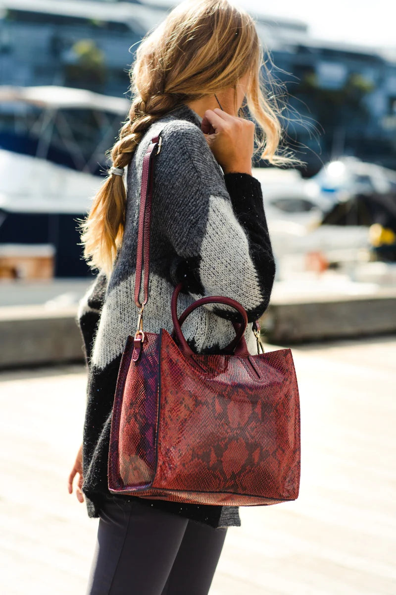 BIDINIS Florence Snakeskin Tote