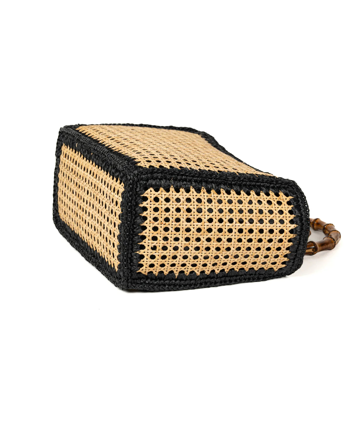 BIDINIS Rattan tote with bamboo handles Black trim