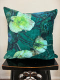 MS CHIEF DESIGNS Chenille Cushion in Bed of Jade Poppies