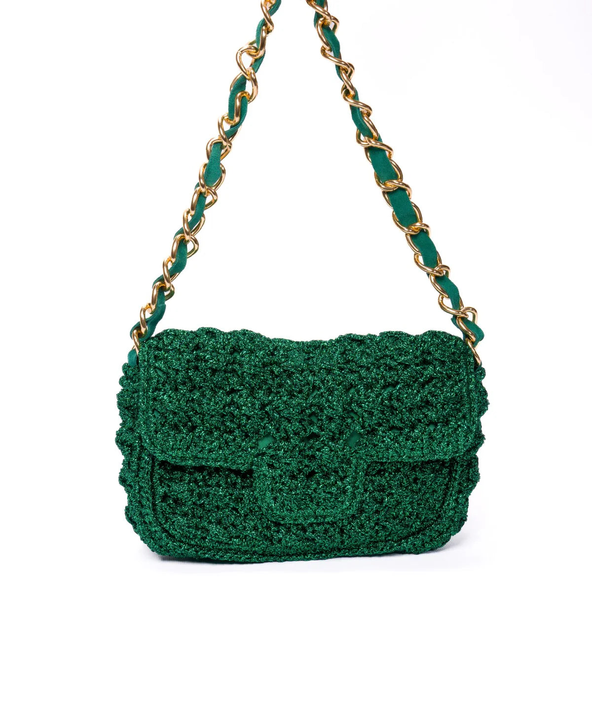BIDINIS Lucrezia Lurex Small raffia crochet handbag