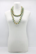 JIANHUI hand guilded Round wooden bead necklace gold/green