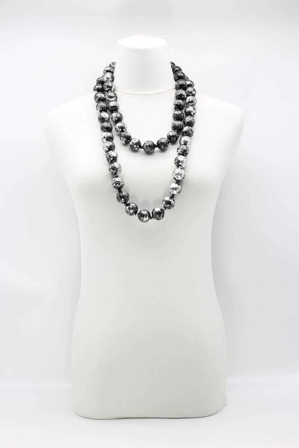 JIANHUI hand guilded Round wooden bead necklace gold/green