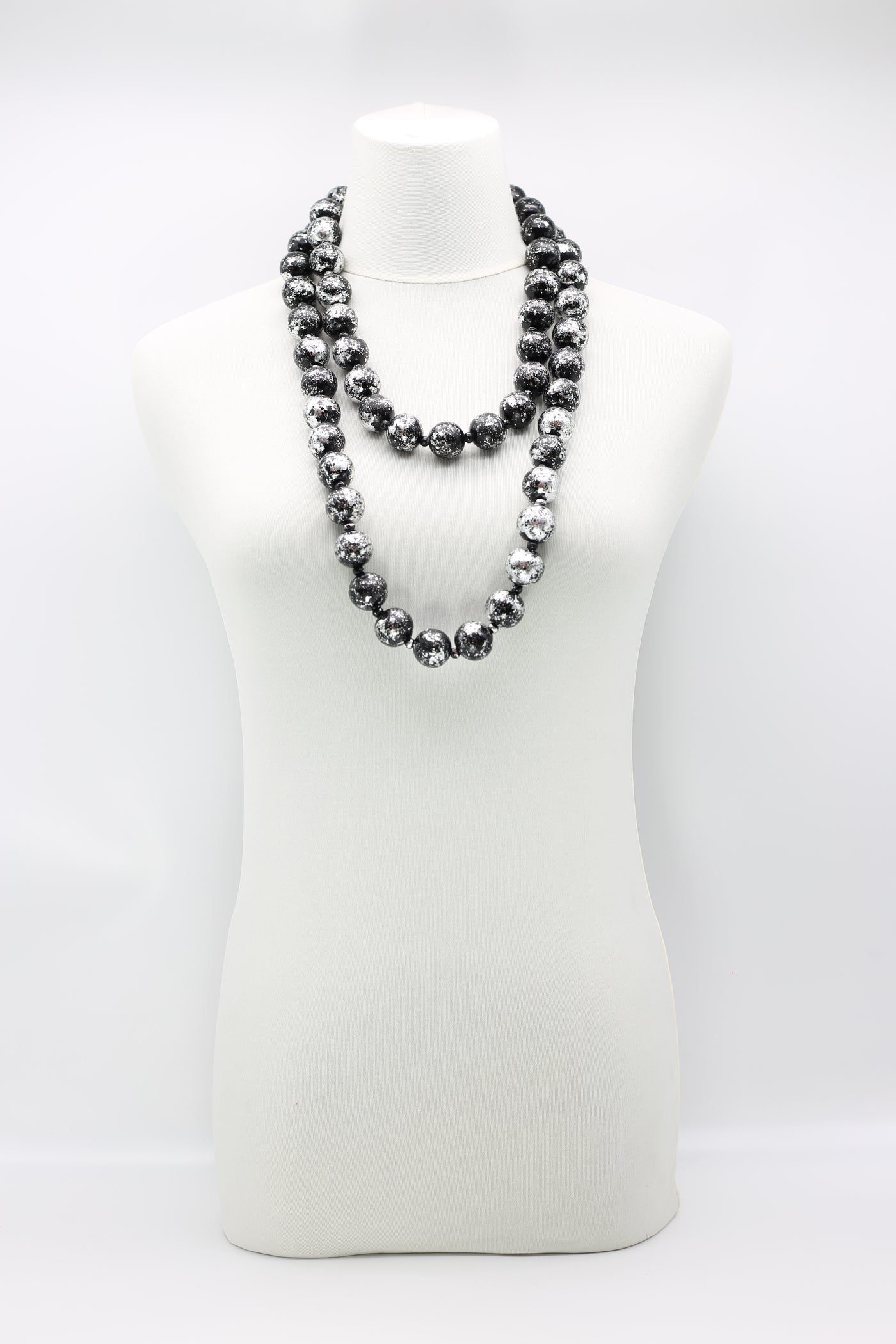 JIANHUI hand guilded Round wooden bead necklace gold/green