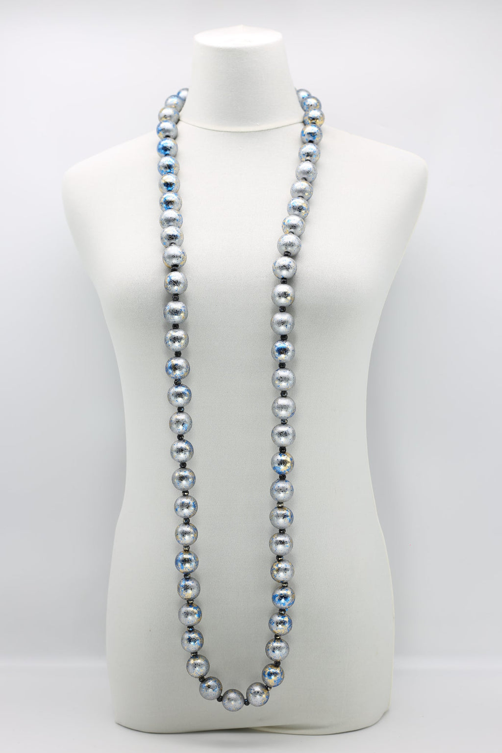 JIANHUI hand guilded Round wooden bead necklace gold/green