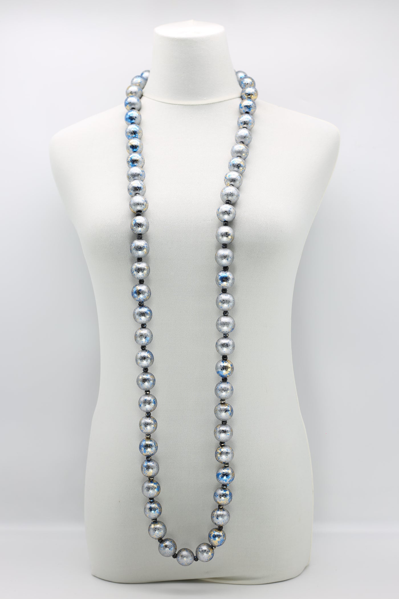 JIANHUI hand guilded Round wooden bead necklace gold/green