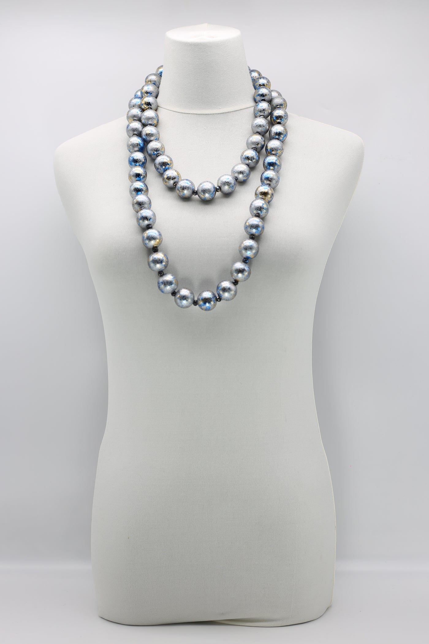 JIANHUI hand guilded Round wooden bead necklace gold/green