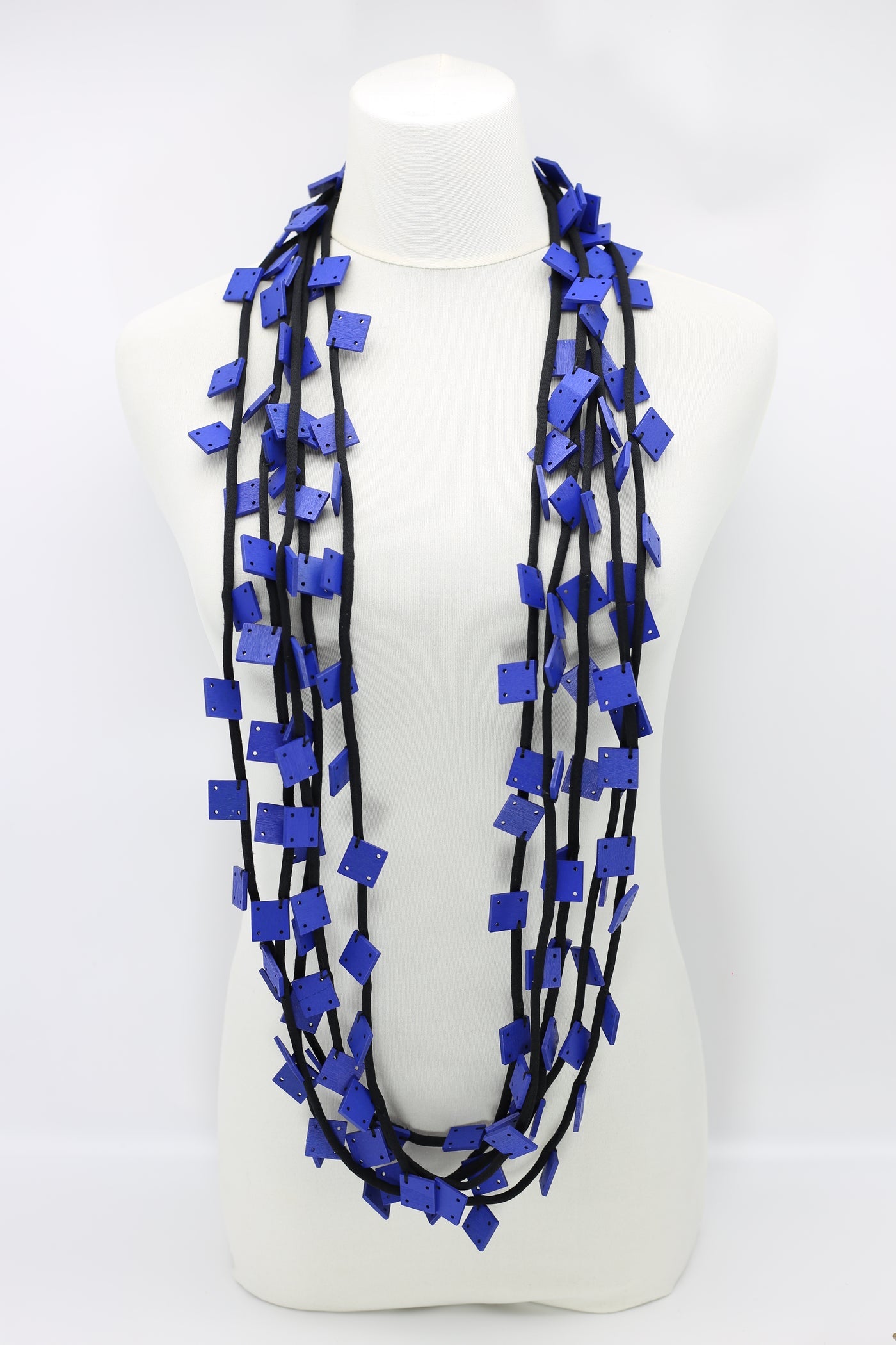 JIANHUI LONDON Wooden Squares on cord Cobalt