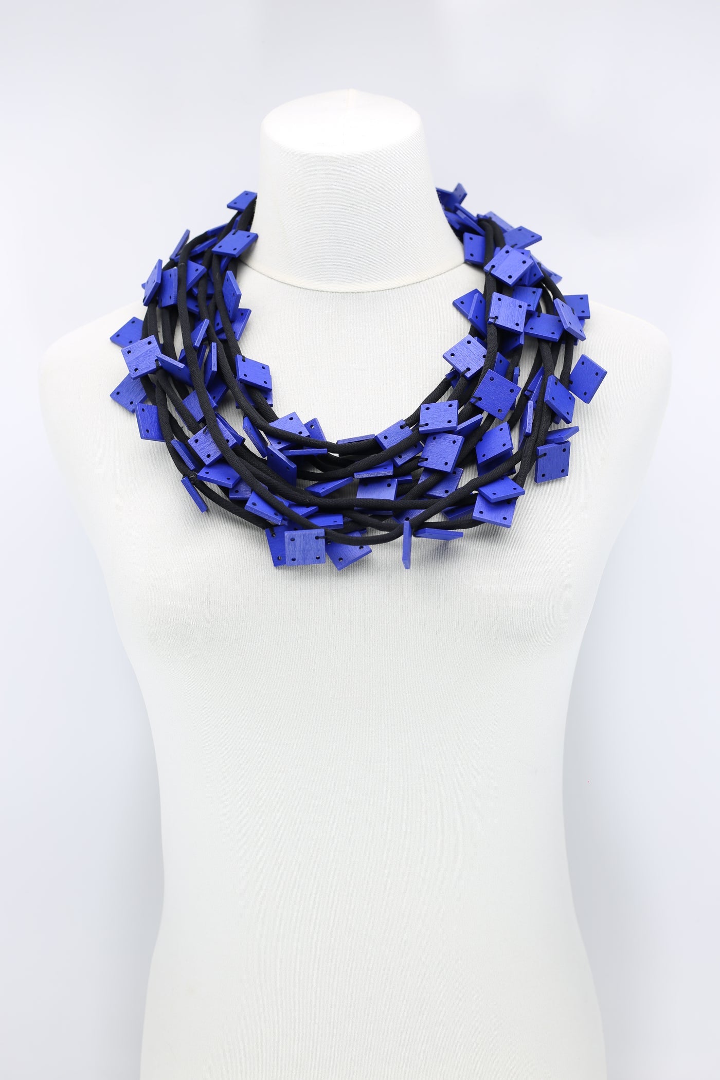 JIANHUI LONDON Wooden Squares on cord Cobalt