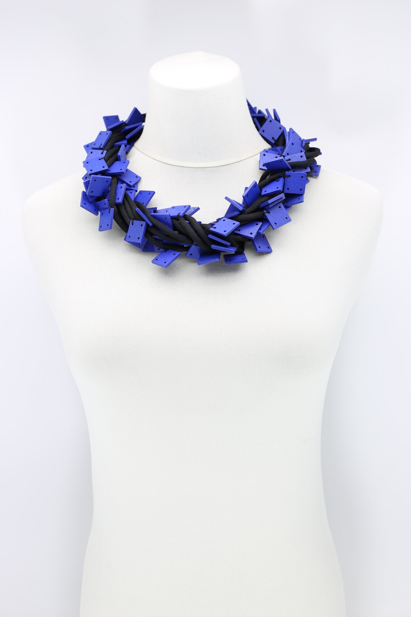 JIANHUI LONDON Wooden Squares on cord Cobalt