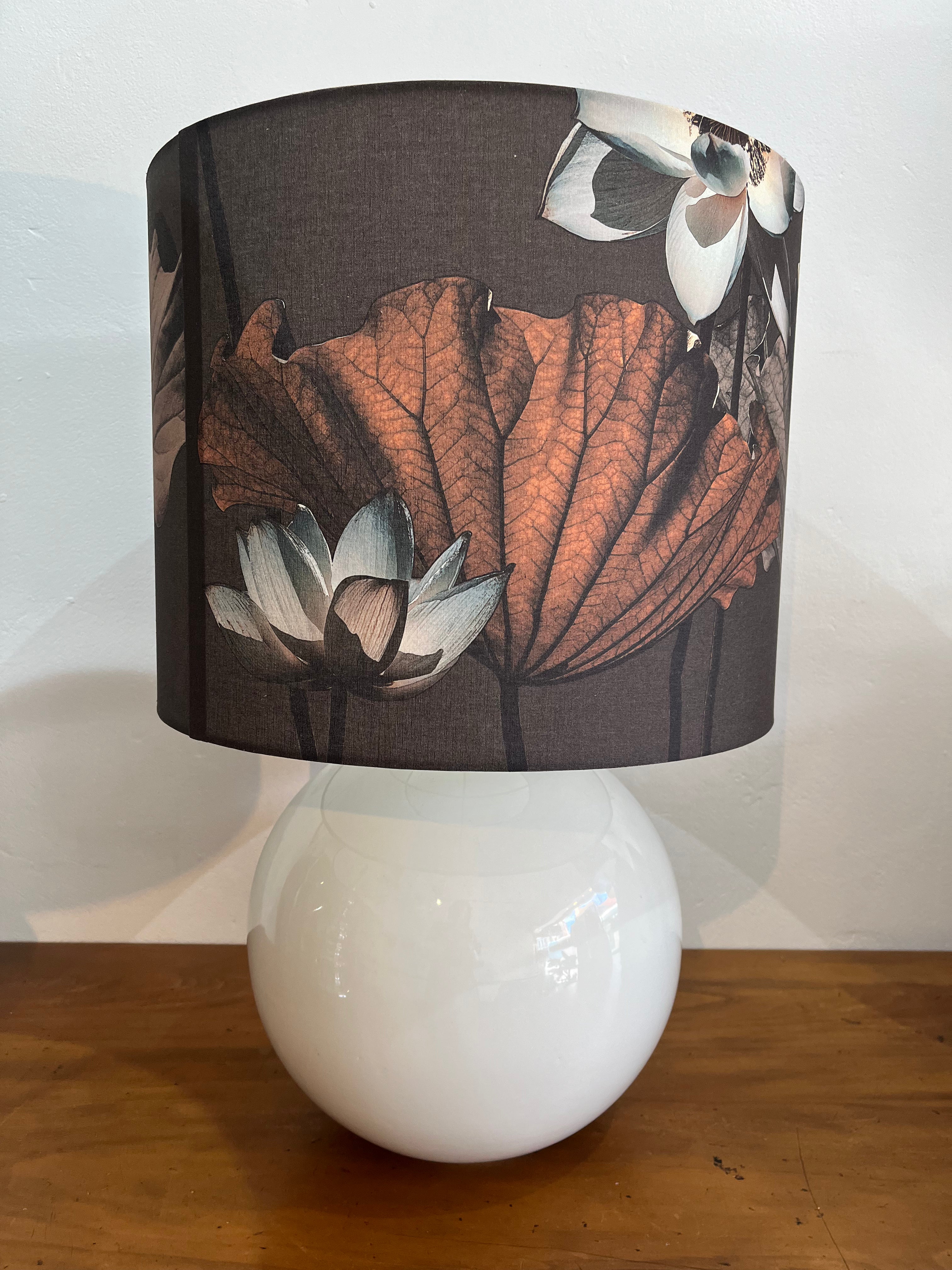 MS CHIEF DESIGNS Large White Sphere Lamp with Lotus Night Shade