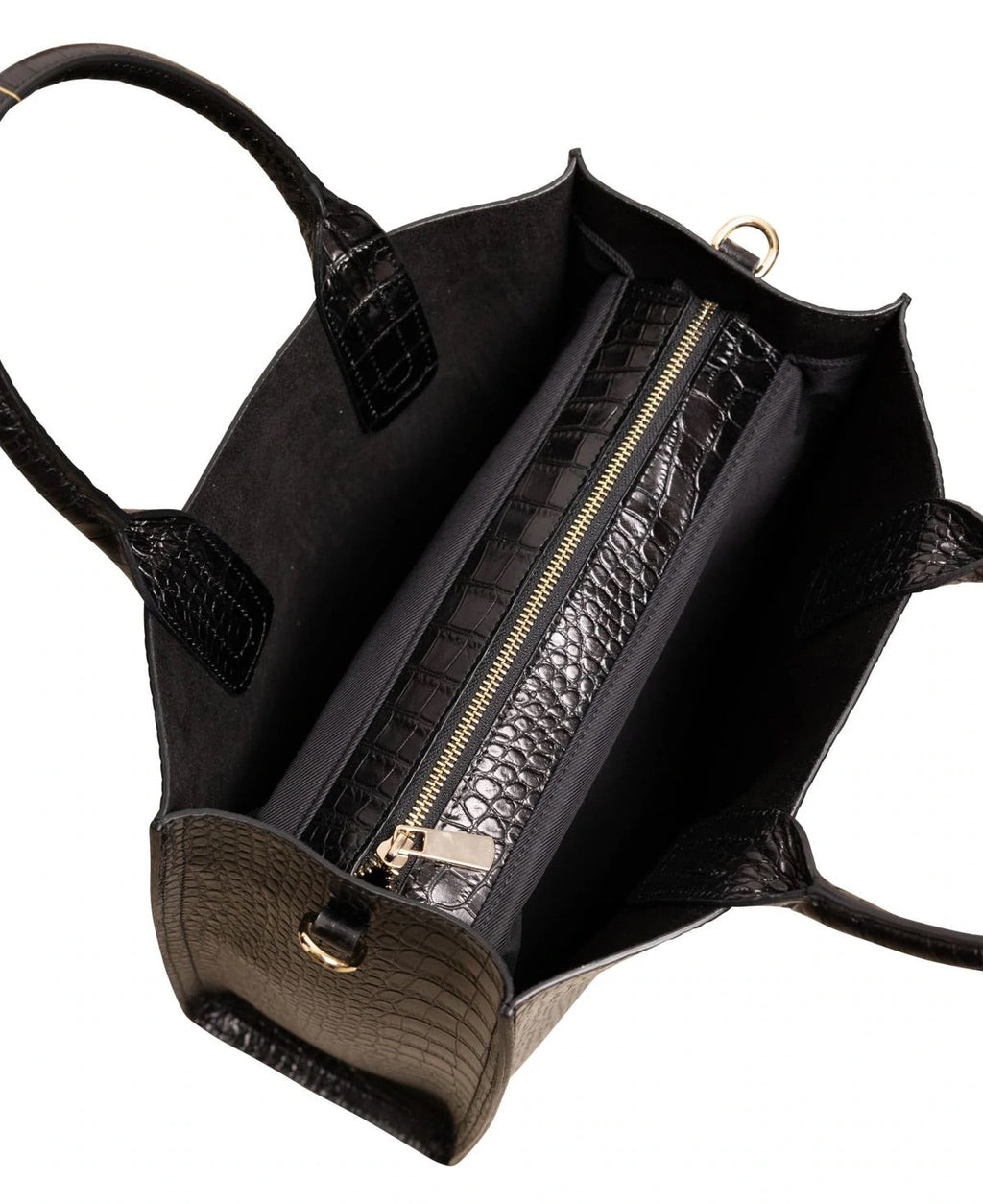 BIDINIS Florence Croc embossed Tote Black