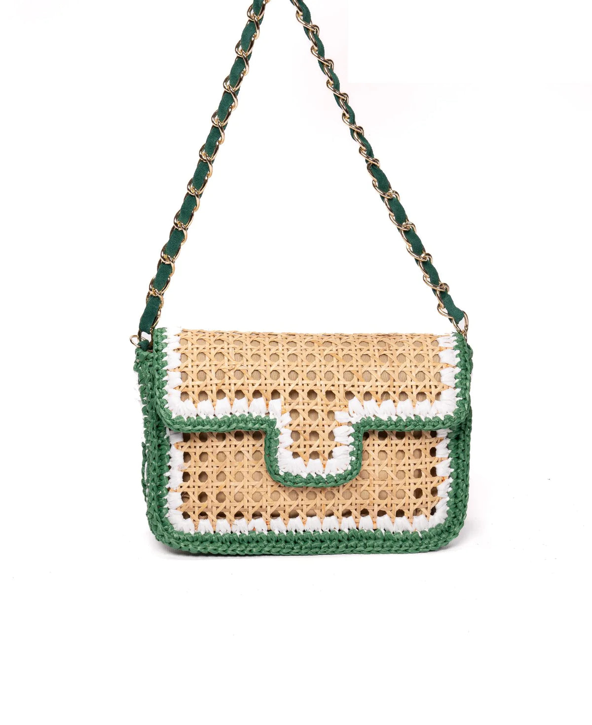BIDINIS Ginevra Rattan and Raffia Bag in Medium