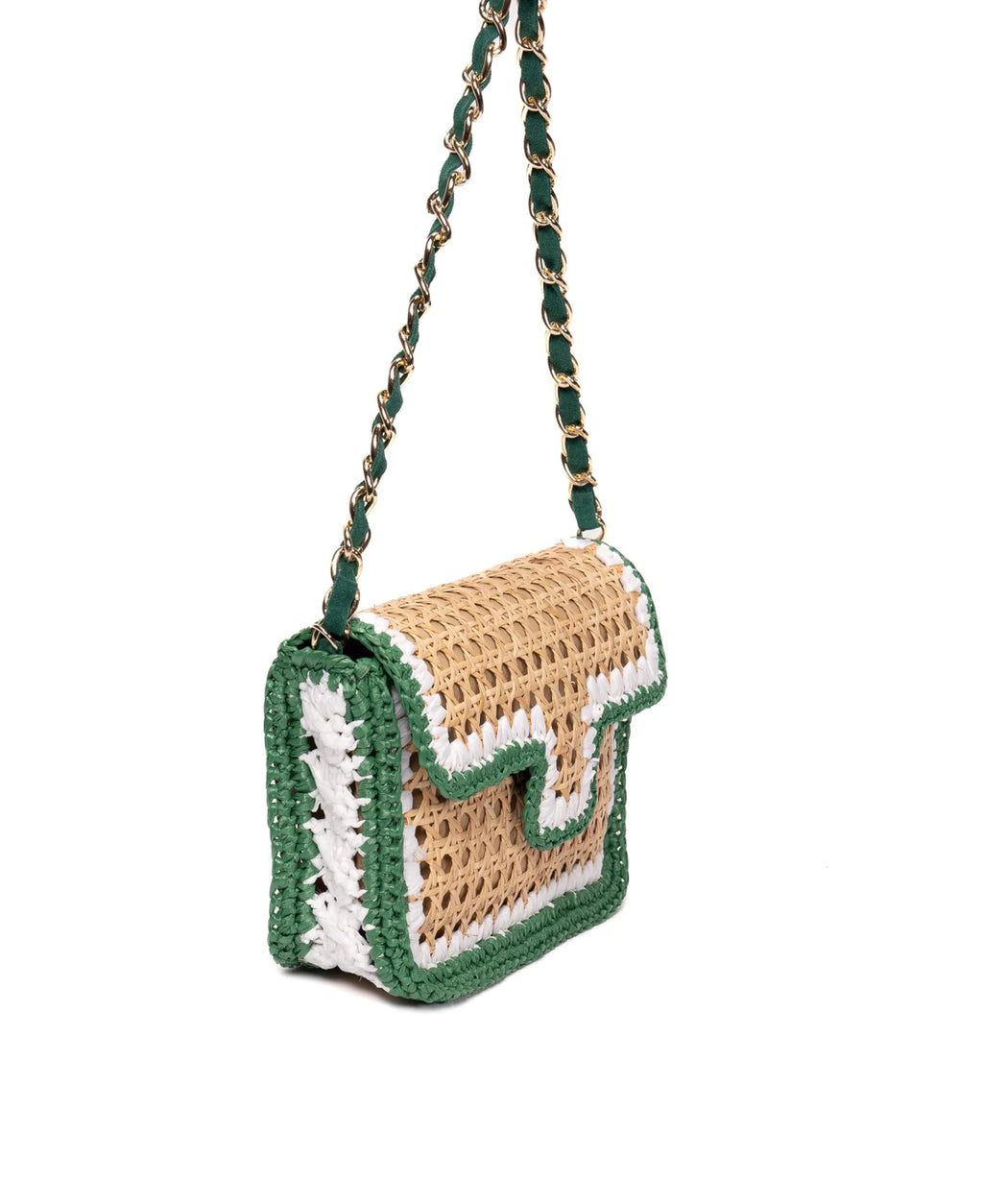 BIDINIS Ginevra Rattan and Raffia Bag in Medium