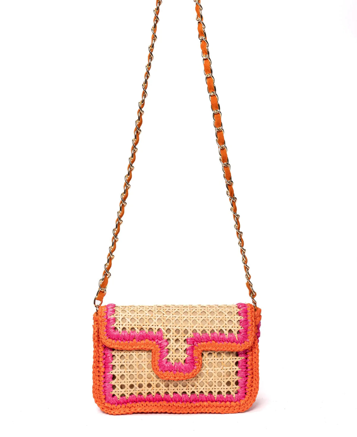 BIDINIS Ginevra Rattan and Raffia Bag in Medium