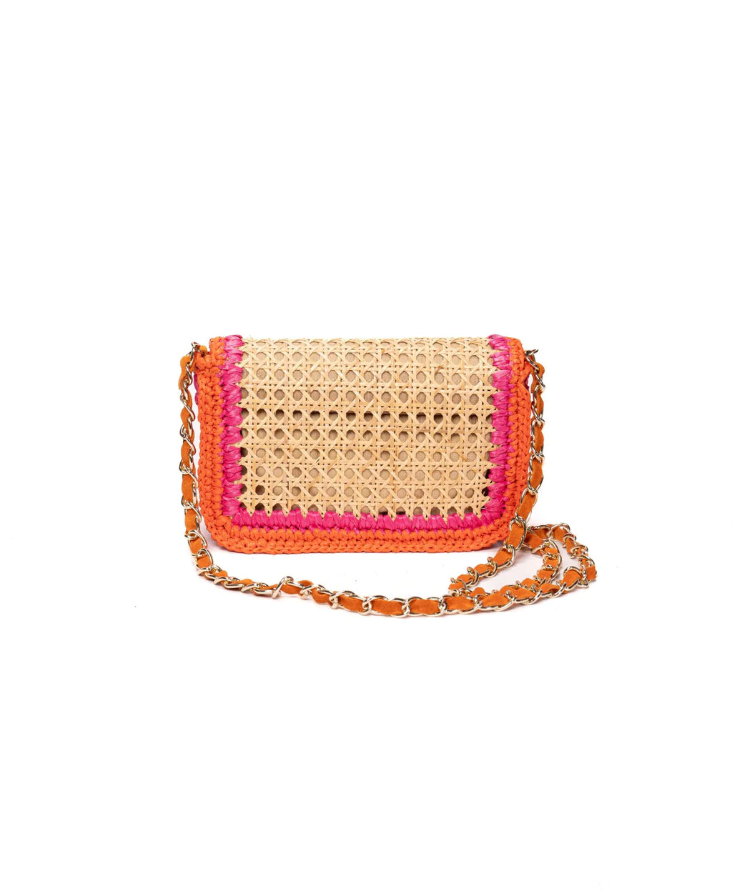 BIDINIS Ginevra Rattan and Raffia Bag in Medium