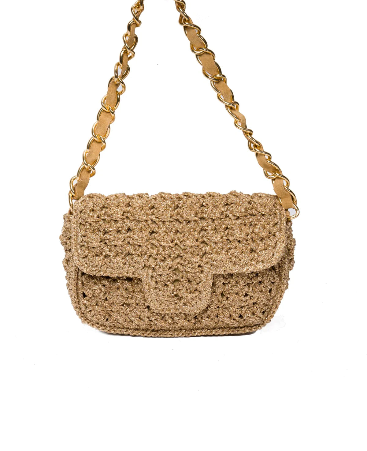 BIDINIS Lucrezia Lurex Small raffia crochet handbag