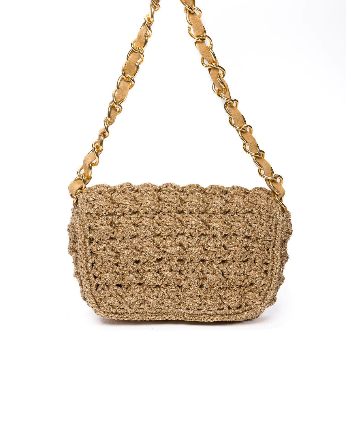 BIDINIS Lucrezia Lurex Small raffia crochet handbag