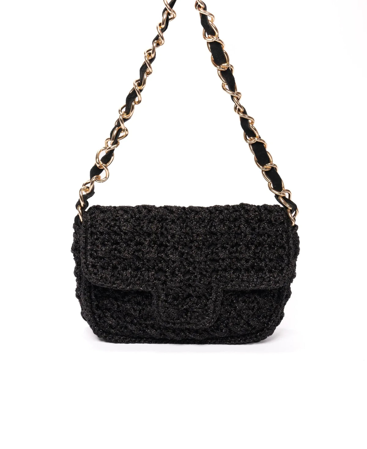 BIDINIS Lucrezia Lurex Small raffia crochet handbag