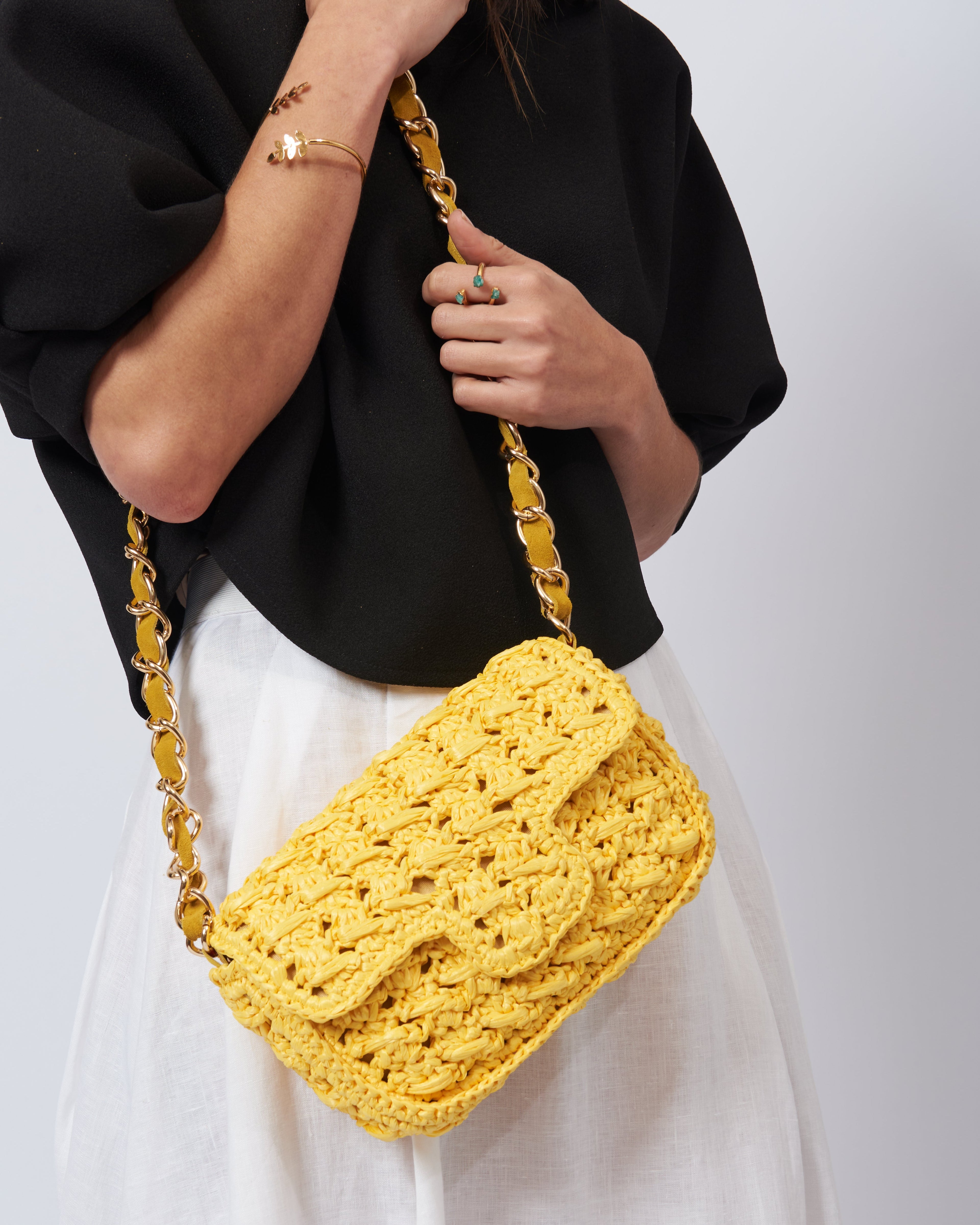 BIDINIS Lucrezia Small Raffia Shoulder Bag