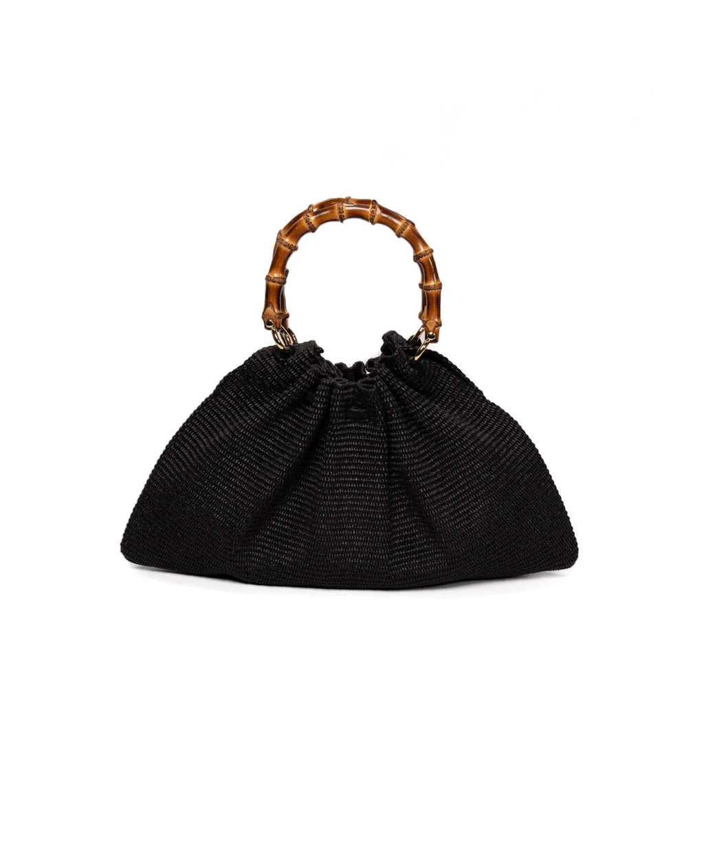 BIDINIS Caterina Medium Raffia Shopping Bag Black