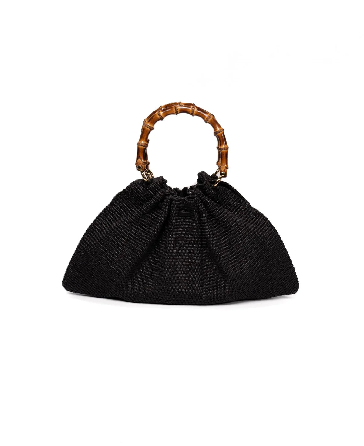 BIDINIS Caterina Medium Raffia Shopping Bag Black
