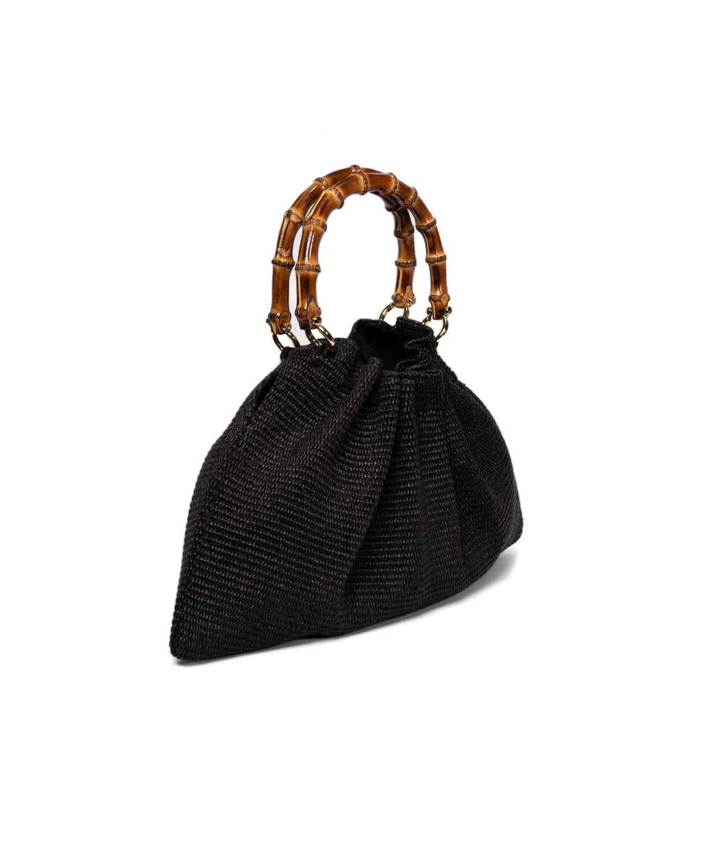BIDINIS Caterina Medium Raffia Shopping Bag Black
