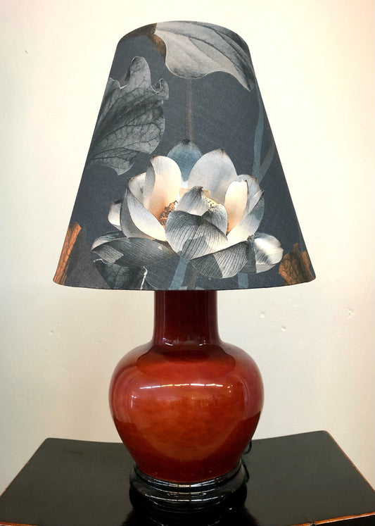 MS CHIEF DESIGNS Small Italian Ceramic Base with conical Lotus Morning Linen Shade