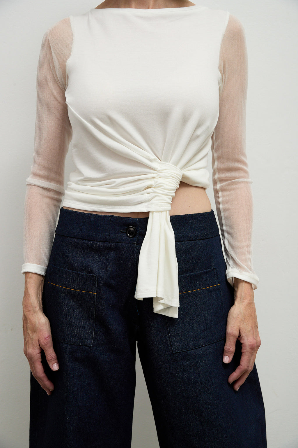 Tokyo silk mesh sleeve top