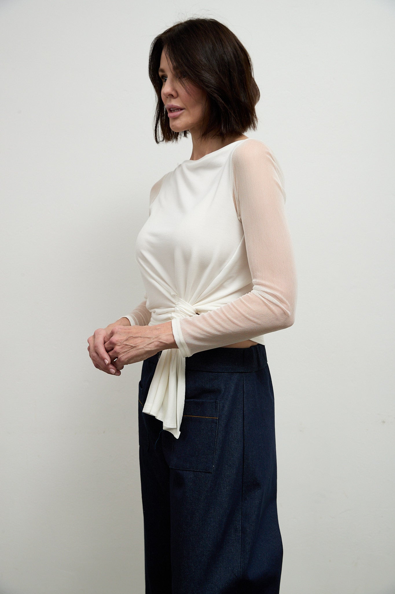 Tokyo silk mesh sleeve top