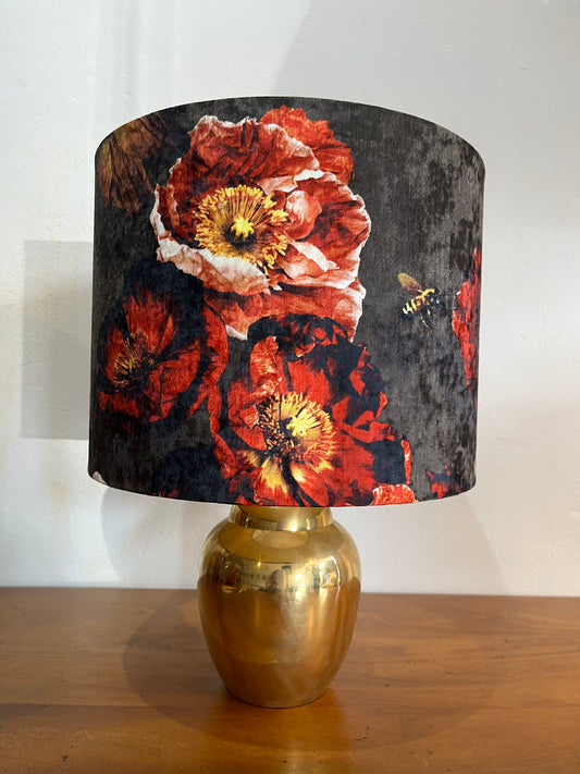 Lamp-small gold base/Olive Grove chenille shade