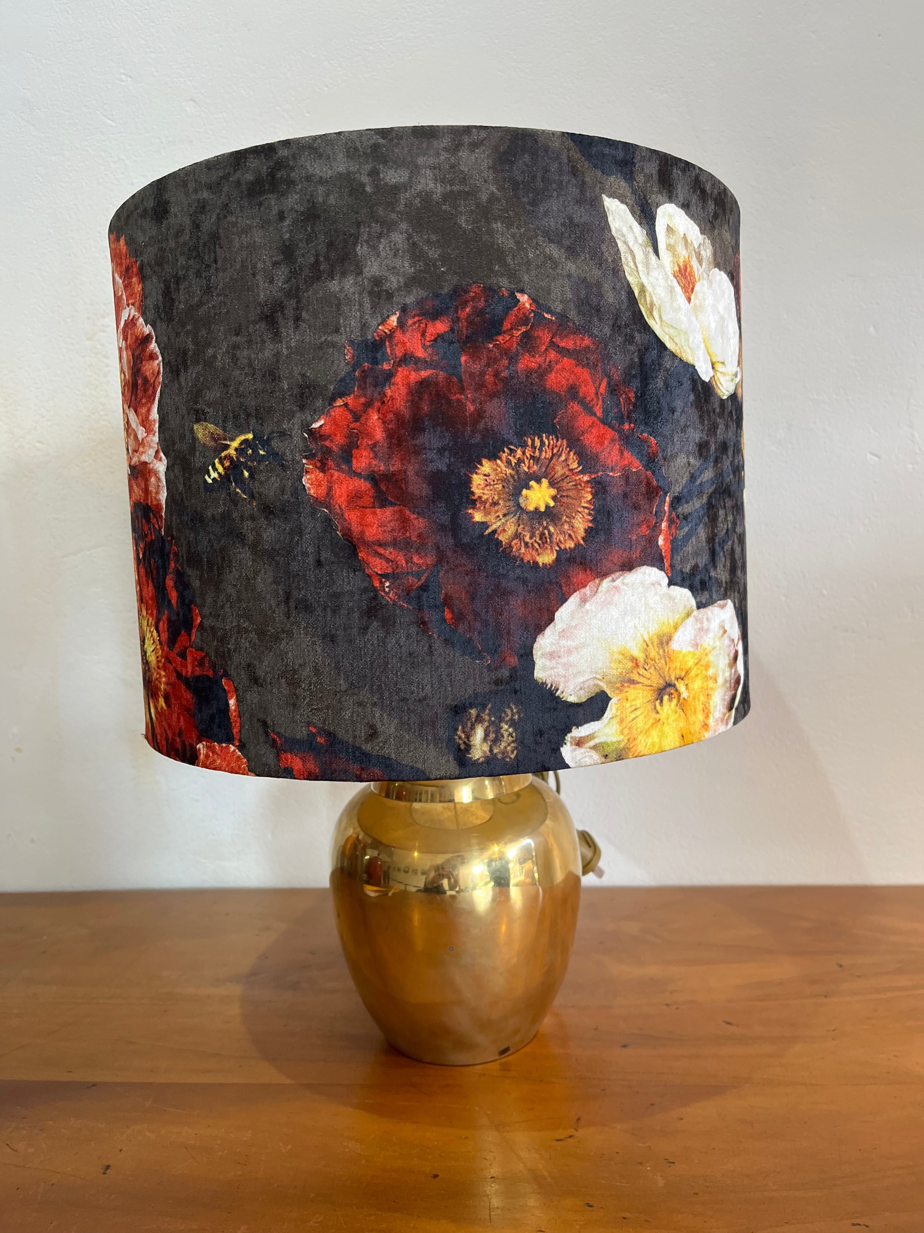 Lamp-small gold base/Olive Grove chenille shade