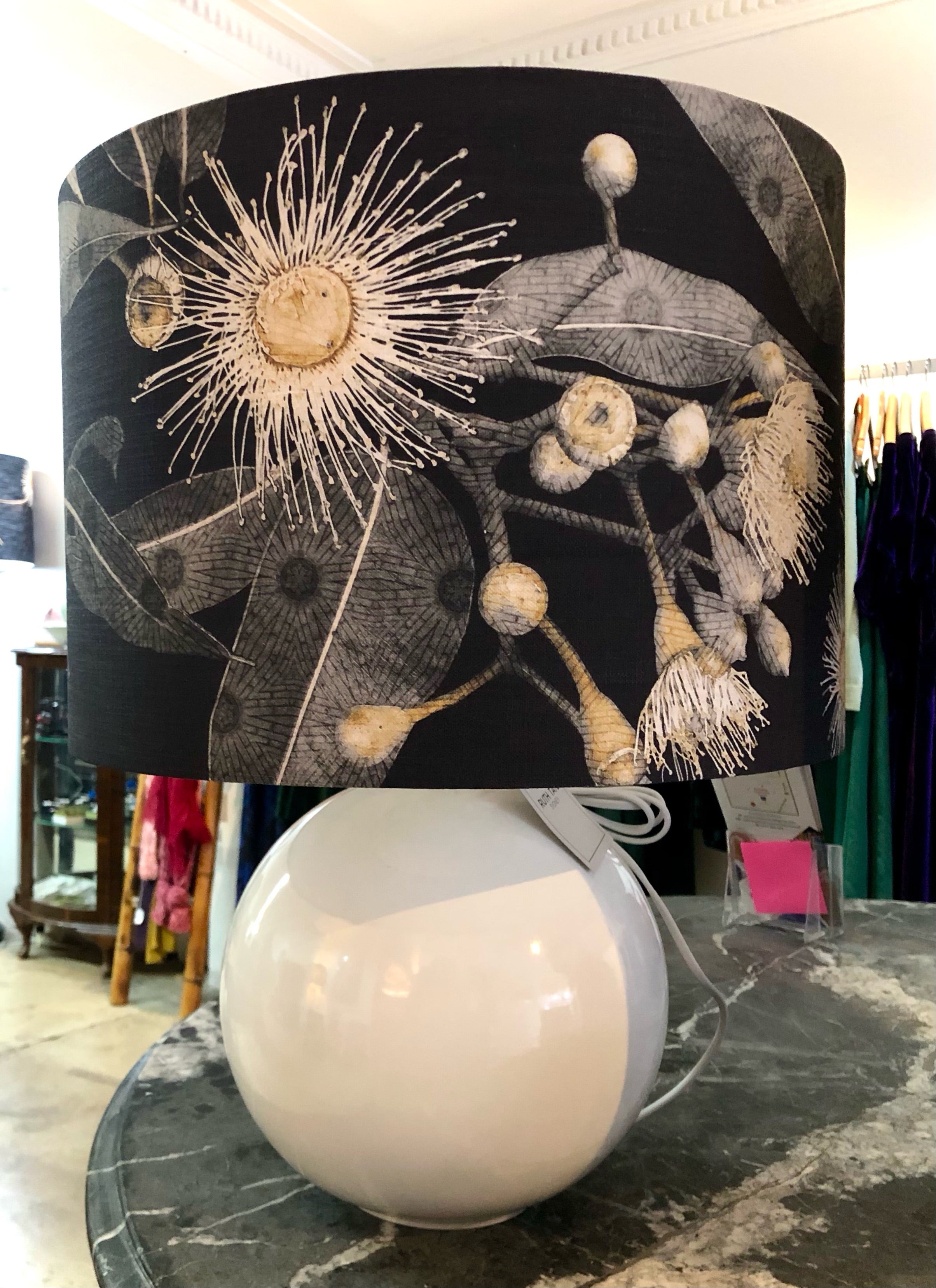 MS CHIEF DESIGNS Small White Sphere Lamp with Kalypto Yuki Shade