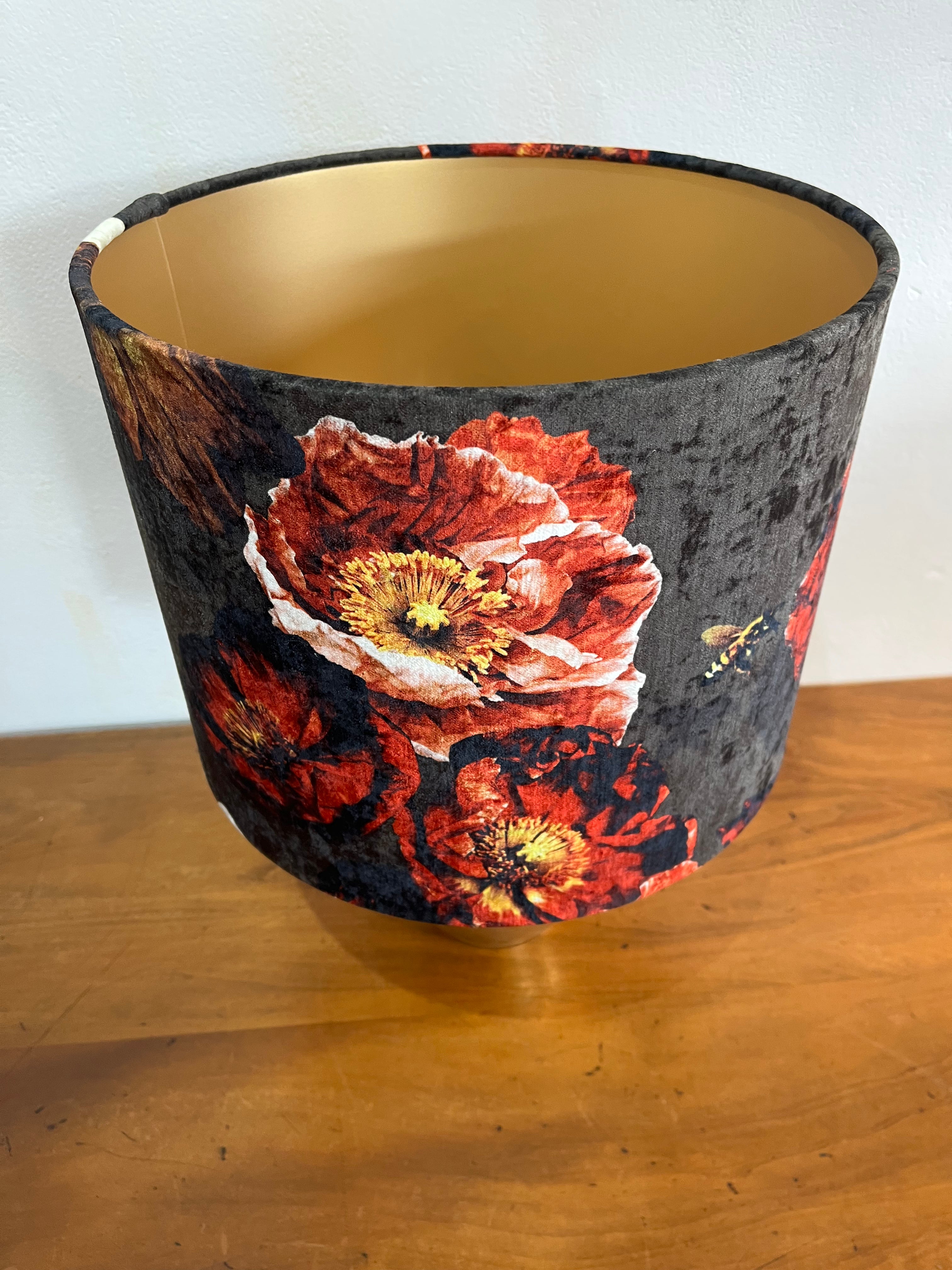 Lamp-small gold base/Olive Grove chenille shade