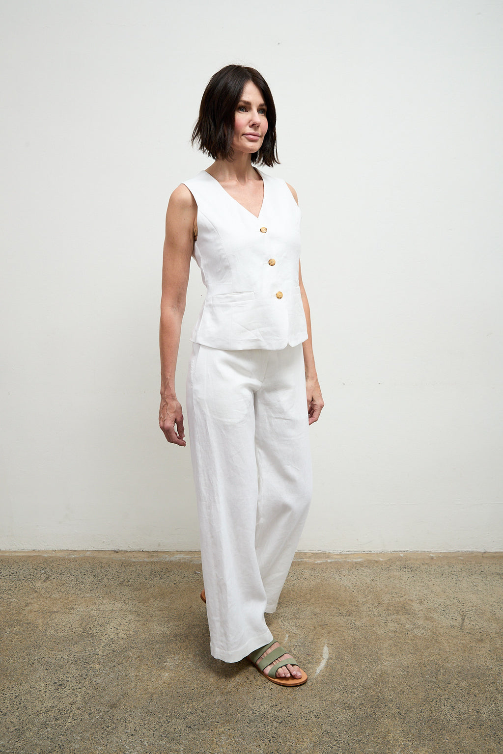 Bacall Twill Linen Pants white