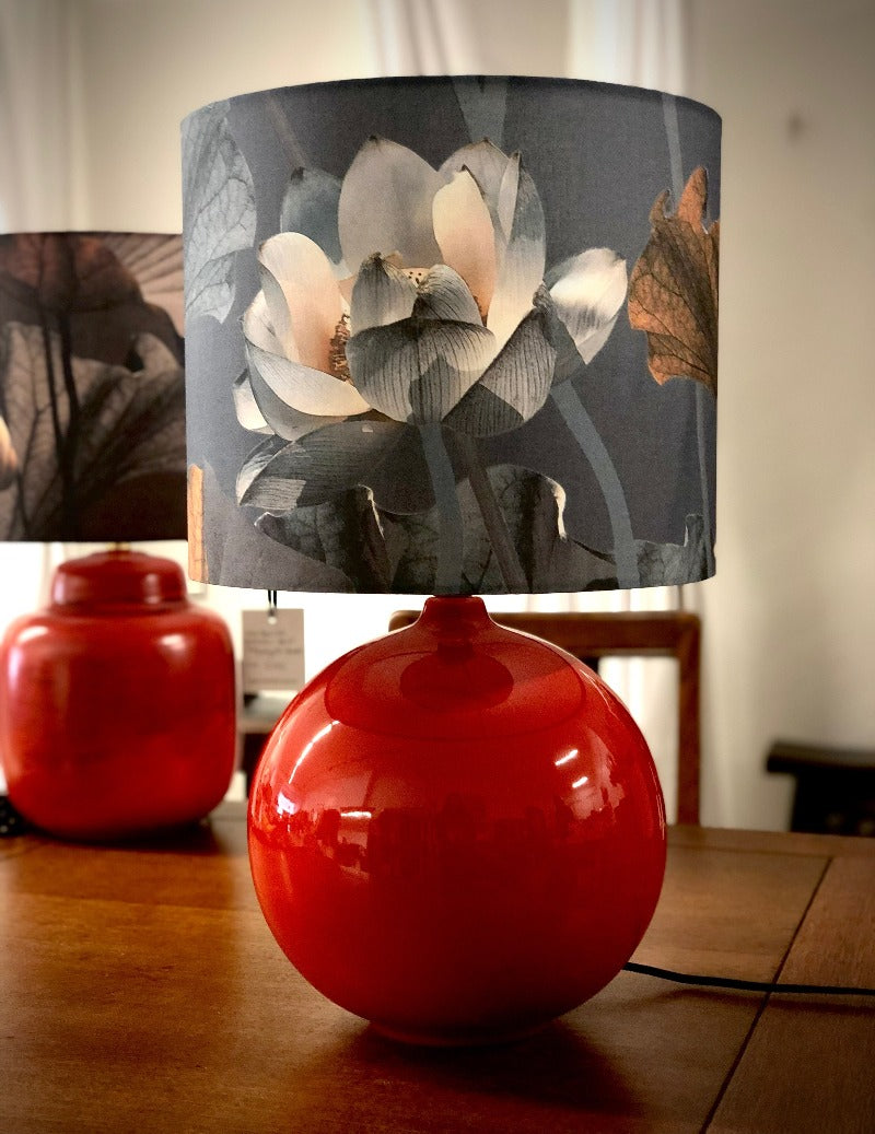 MS CHIEF DESIGNS Small Red Sphere Lamp with Lotus Morning Shade