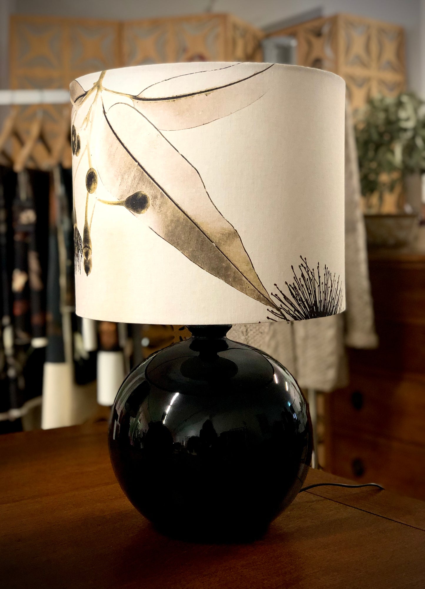 MS CHIEF DESIGNS Small Black Sphere Lamp with Kalypto Gilded Shade