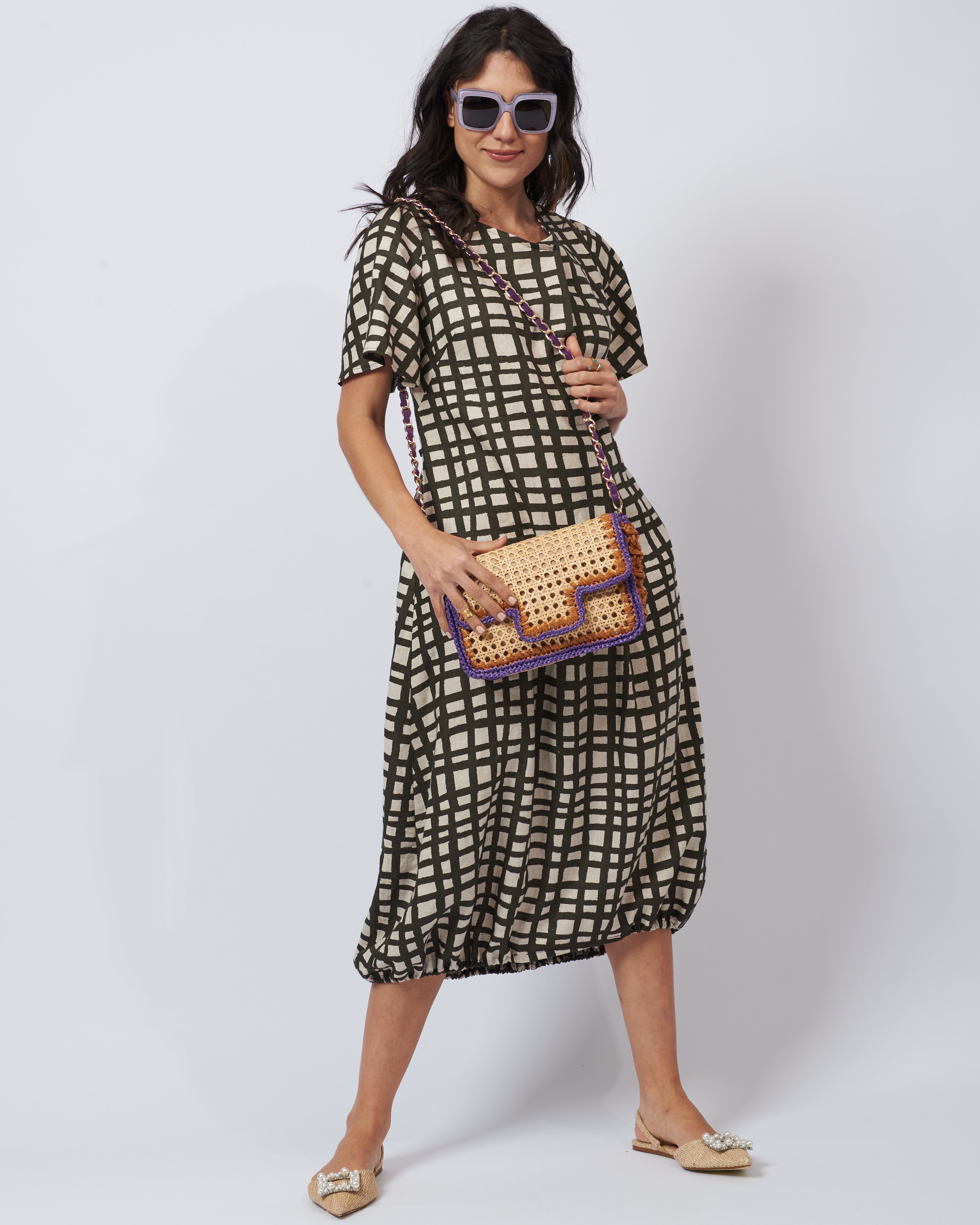 BIDINIS Ginevra Rattan and Raffia Bag in Large