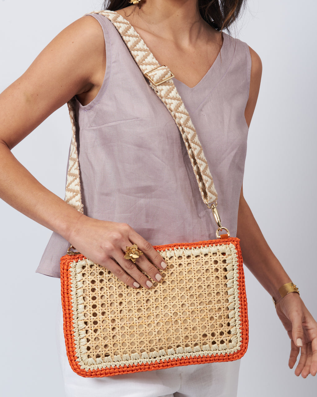 BIDINIS Luisa Rattan and Raffia Bag