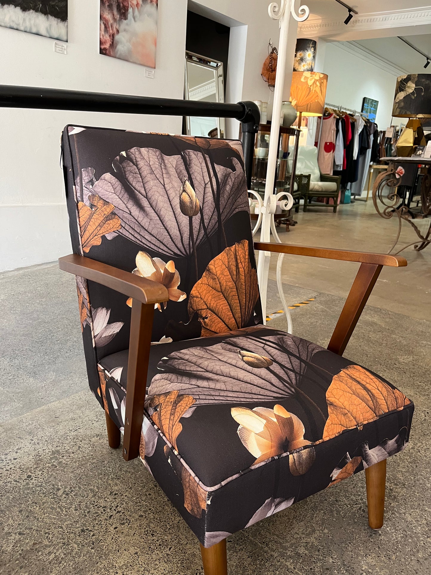 Arm Chair in Lotus Dusk Linen