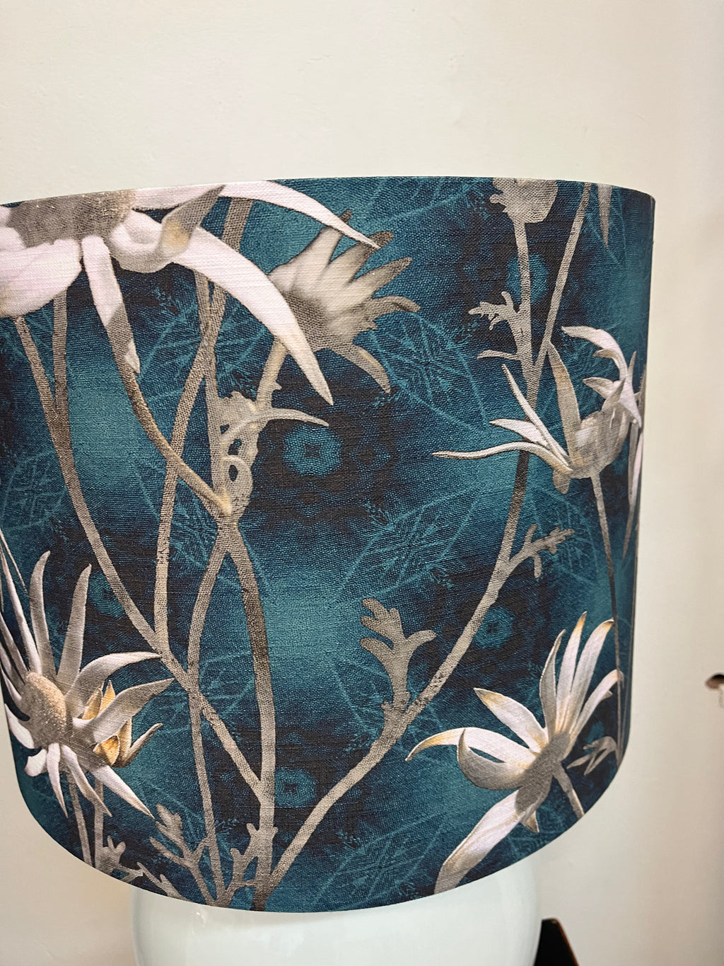 MS CHIEF DESIGNS Large Pearl Sphere with Coast Flannel Flowers Shade