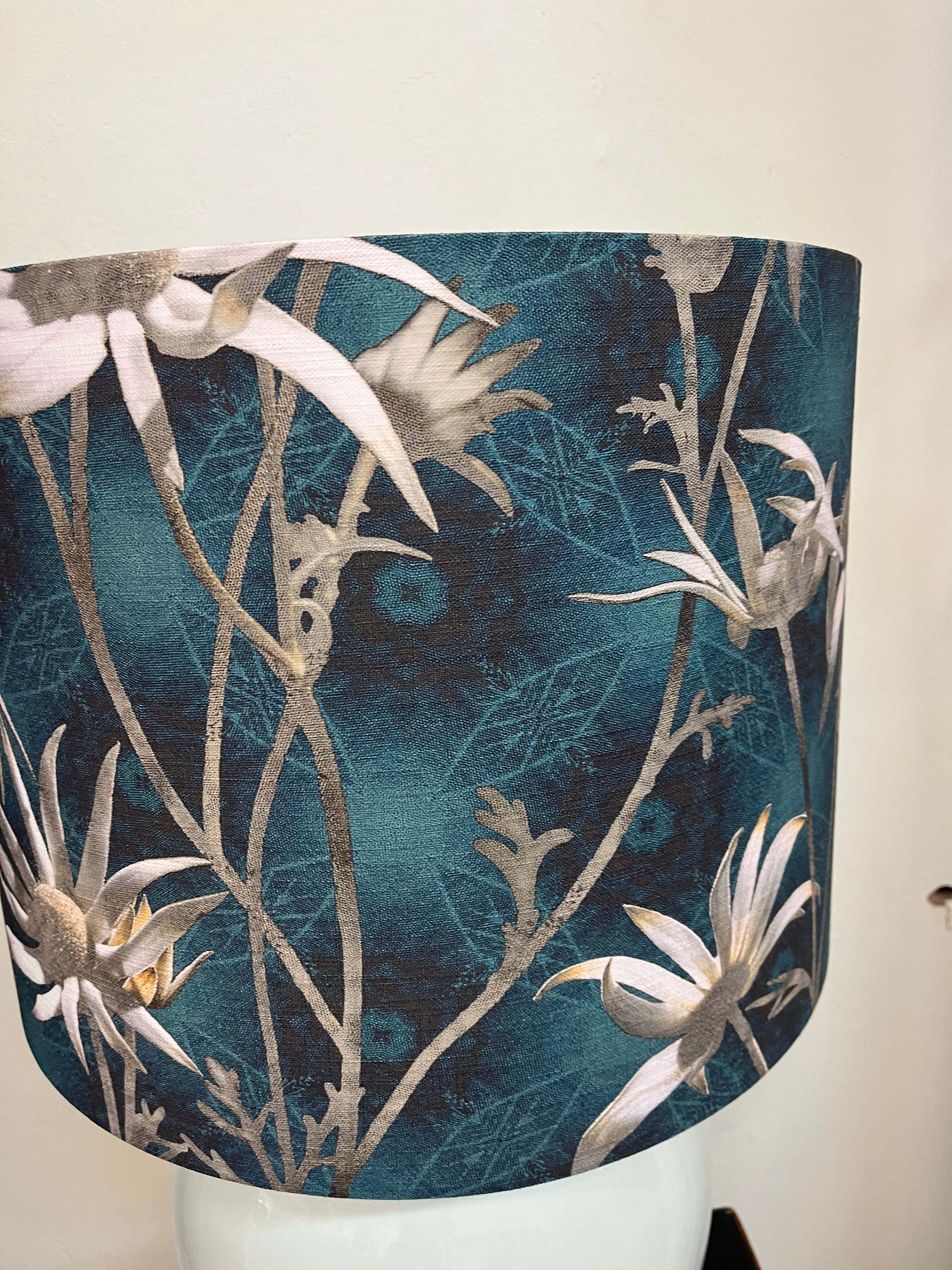 MS CHIEF DESIGNS Large Pearl Sphere with Coast Flannel Flowers Shade