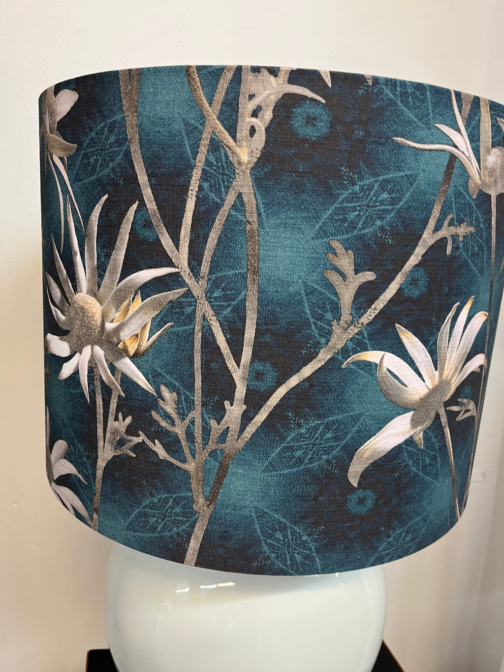MS CHIEF DESIGNS Large Pearl Sphere with Coast Flannel Flowers Shade